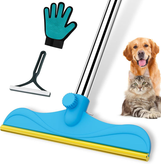 3 in 1 Carpet Rake for Pet Hair Removal, 60” Adjustable