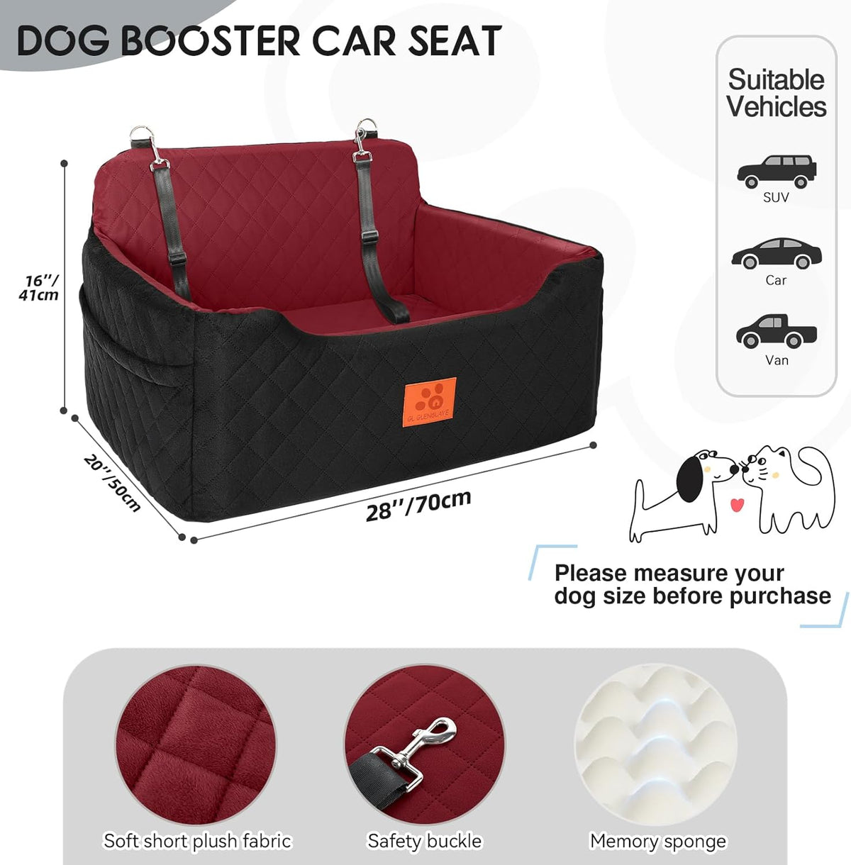 Dog Car Seat for Medium/Large Dogs, Dog Booster Seat for