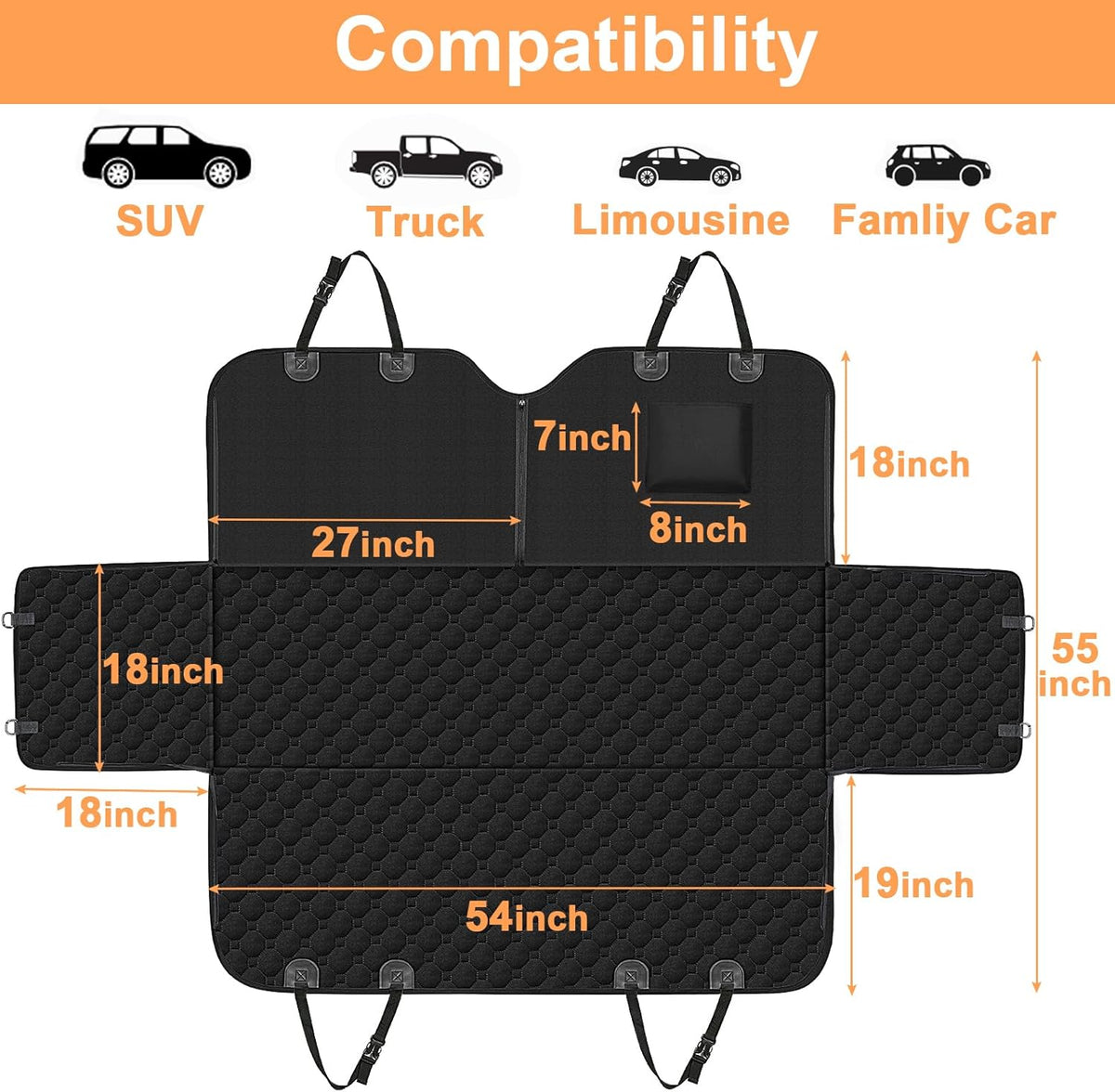 Dog Car Seat Cover for Back Seat, 2025 Upgraded Waterproof