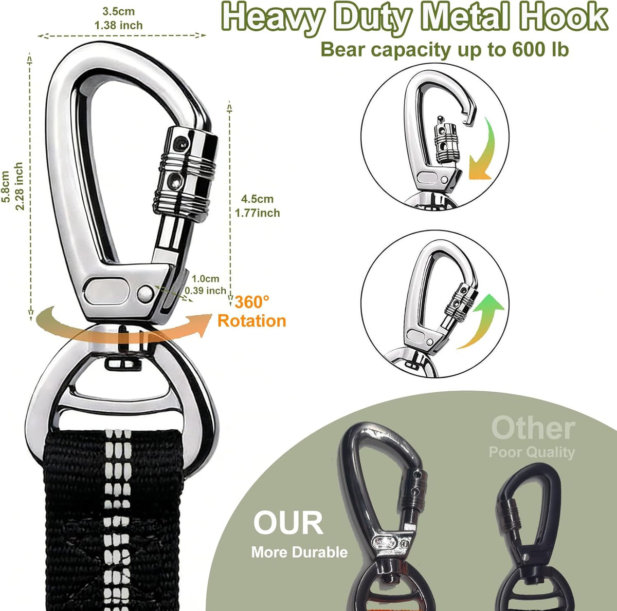 Dog Leash Heavy Duty - 4-6FT Long Leash Strong Shock