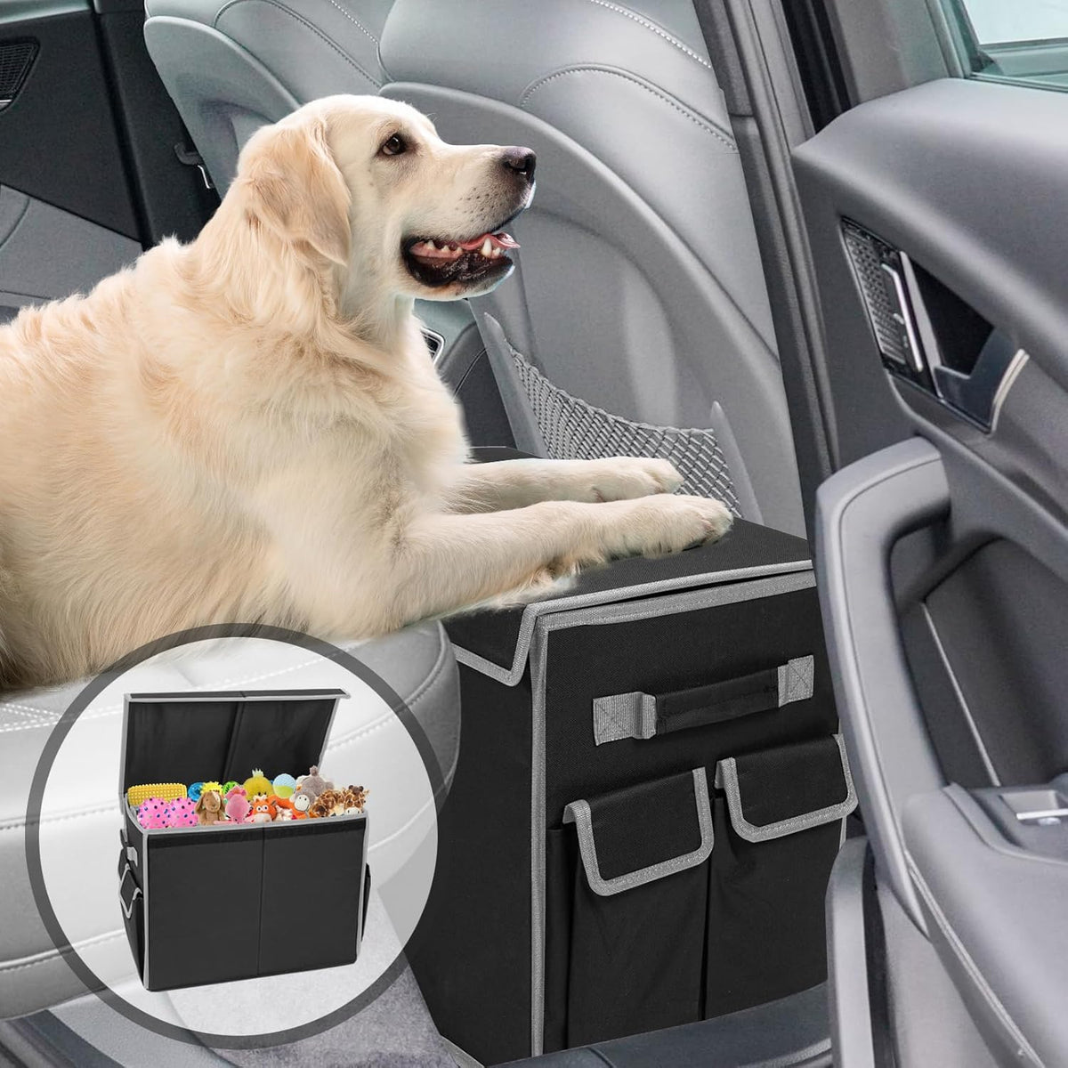 Seat Extender for Dogs up to 200lbs, Back Seat with Storage
