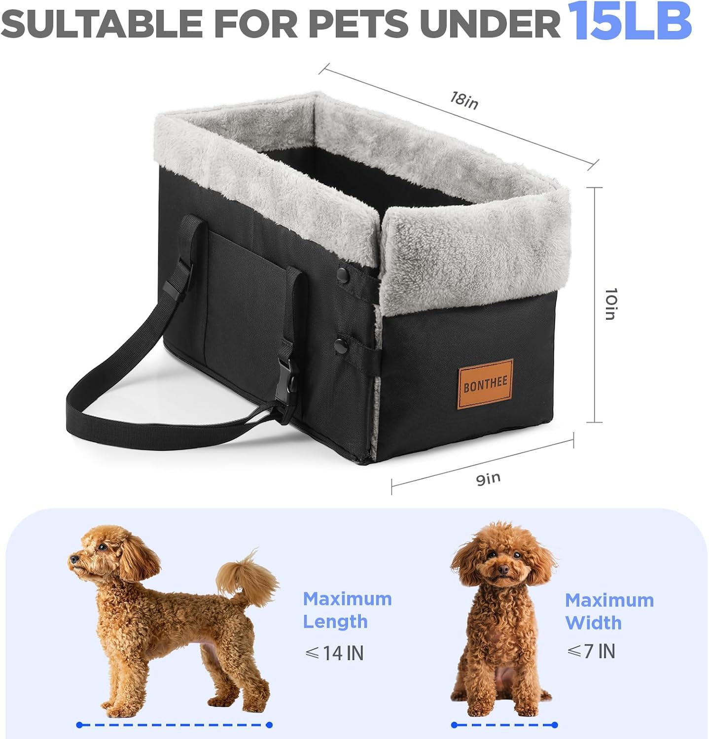 Center Console Dog Car Seat for Small Dogs,Washable