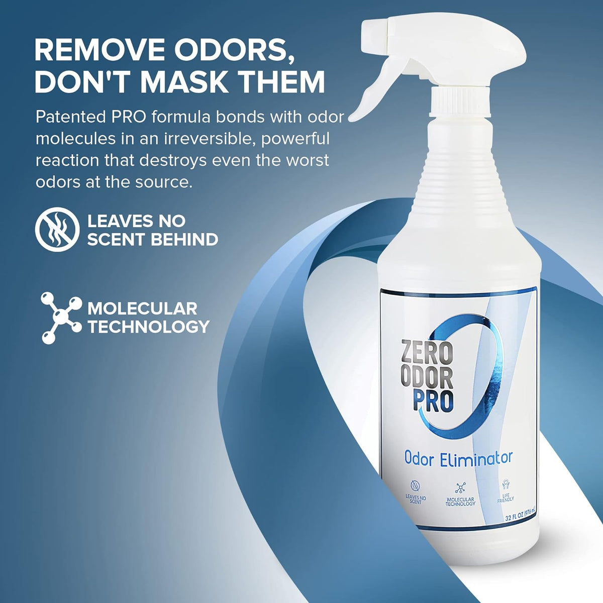 Zero Odor Pro Commercial Strength Odor Eliminator, Room Deodorizer and Air Freshener, Trigger Spray, 32 oz