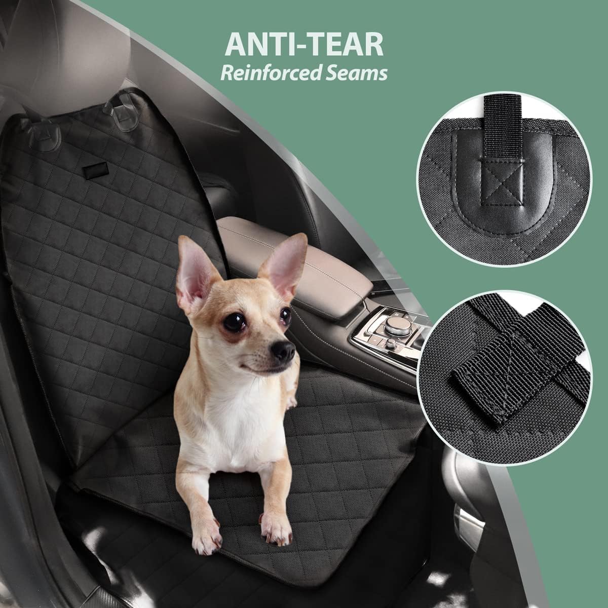 Dog Car Front Seat Cover with Side Flaps & Buckle Straps
