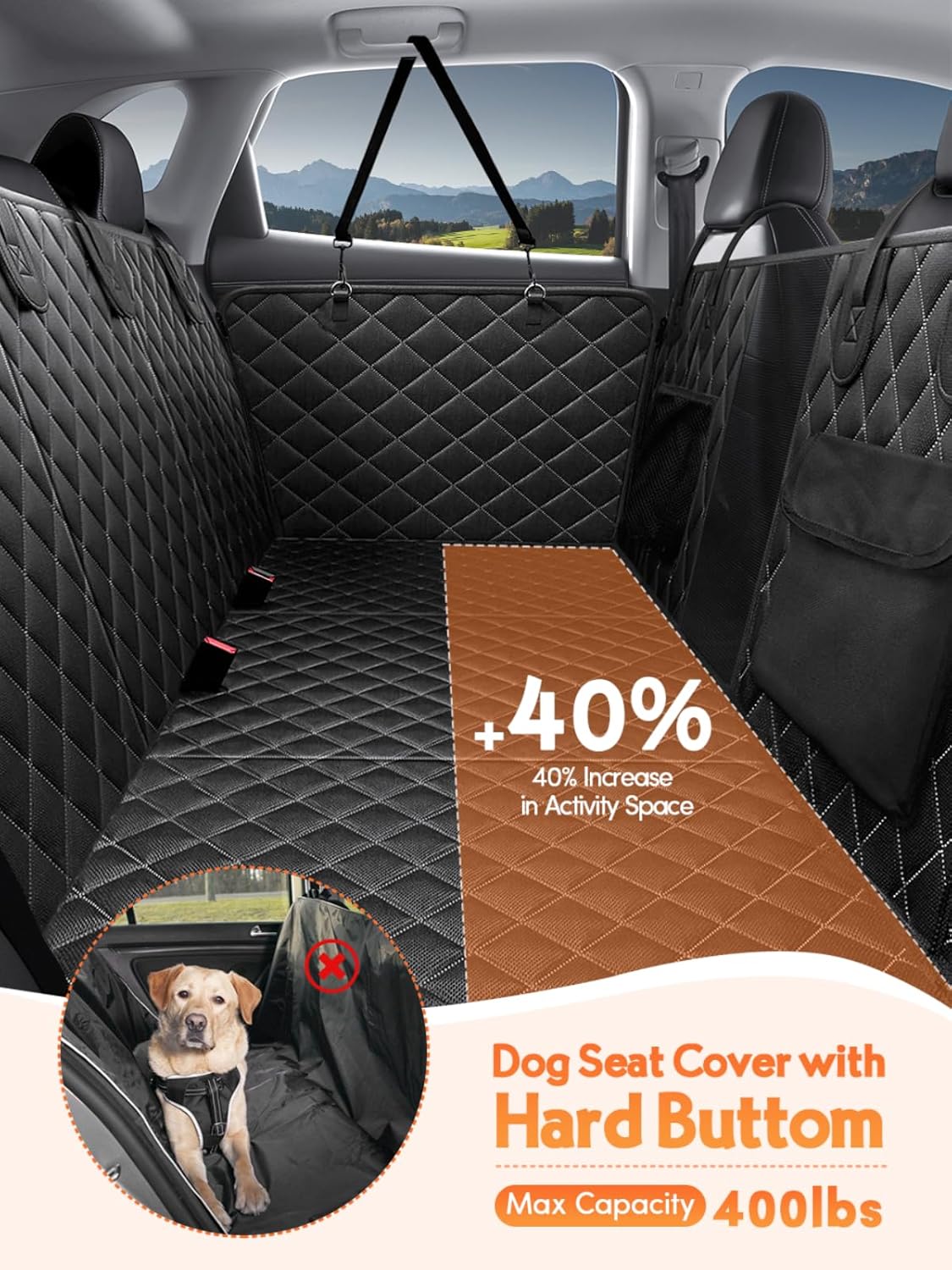 Car Back Seat Extender for Dogs Waterproof Pet Hammock for