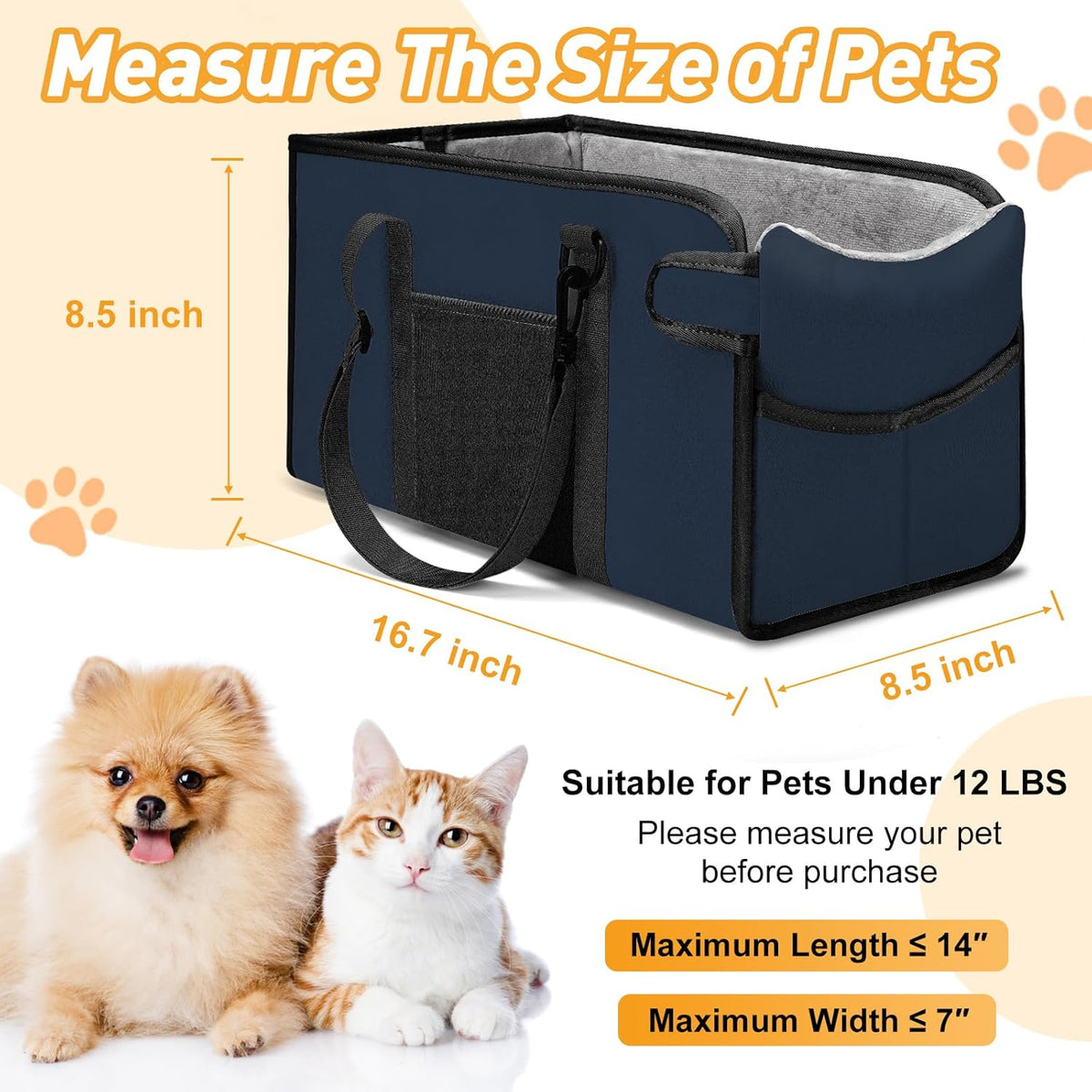 Portable Dog Car Seat for Small Dogs - Adjustable Safety
