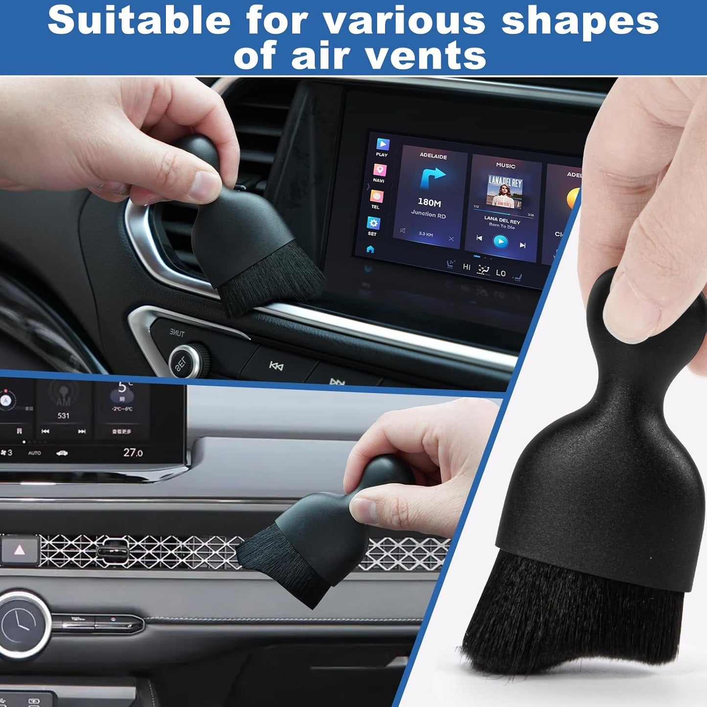 Windshield Cleaner Tool, 13Pcs Car Interior Cleaning Kit, Car Detailing Kit Interior Cleaner, Car Detailing Brushes, Car Cleaning Gel, Inside Cleaning Supplies Accessories for Women Men