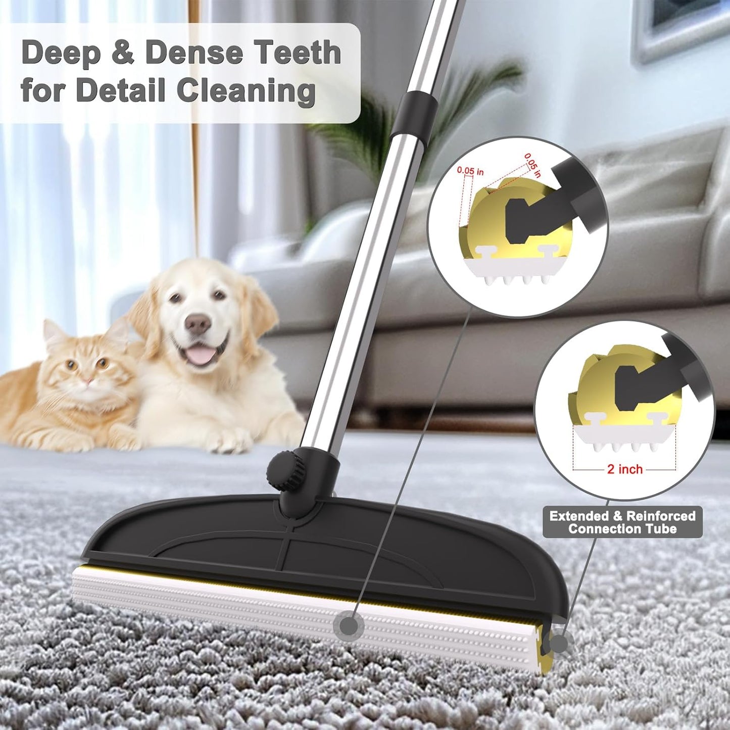 Carpet Rake for Dog Hair Remover: 2 in 1 Reusable Pet Hair