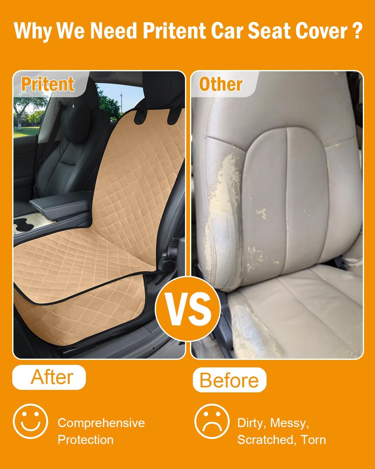 Dog Car Seat Covers Waterproof, Scratch-Proof Pet Front