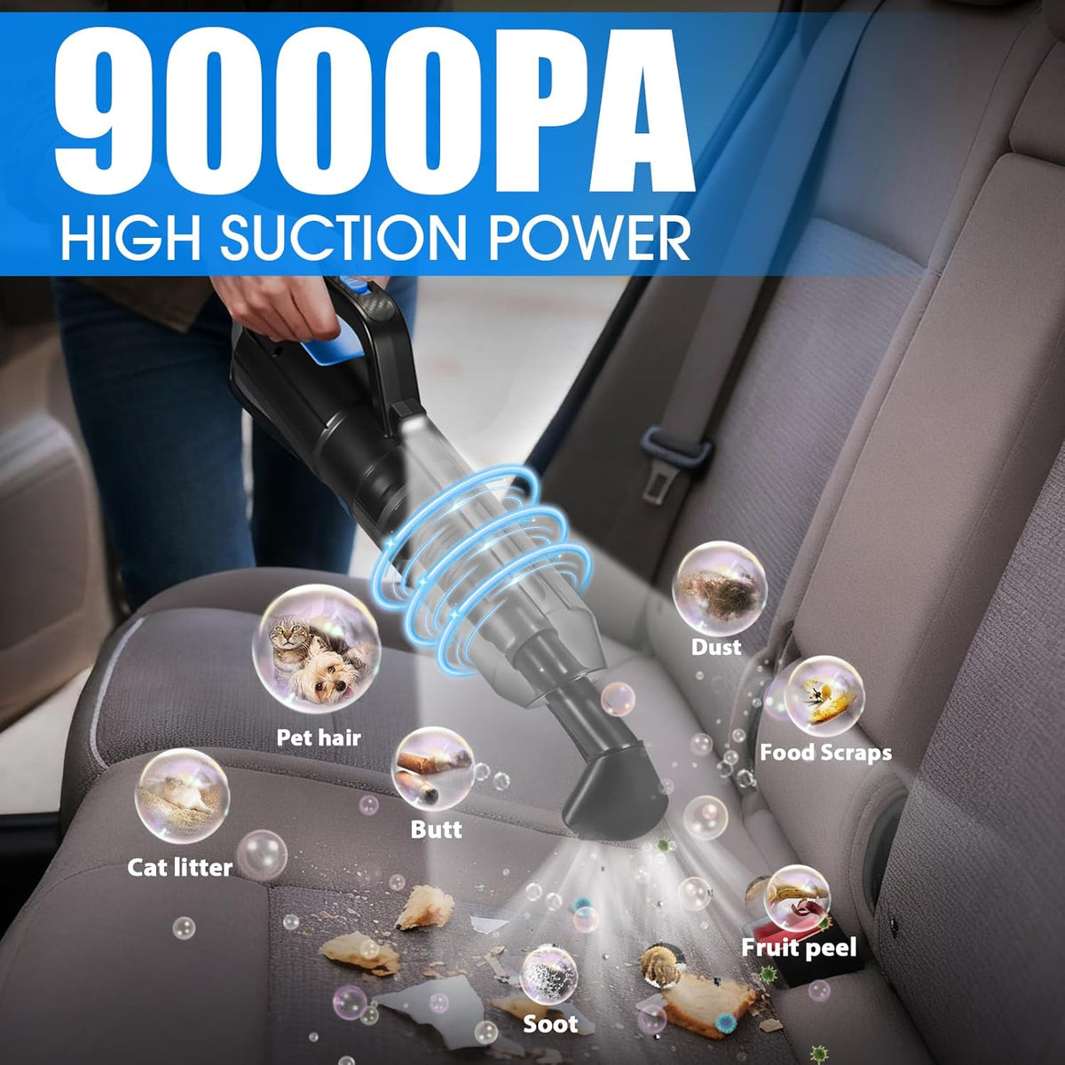25PCS Car Cleaning Kit, Car Detailing Kit Interior with High Power Handheld Vacuum Cleaner, Windshield Cleaner, Cleaning Gel, Professional Auto Accessories for Men, Women