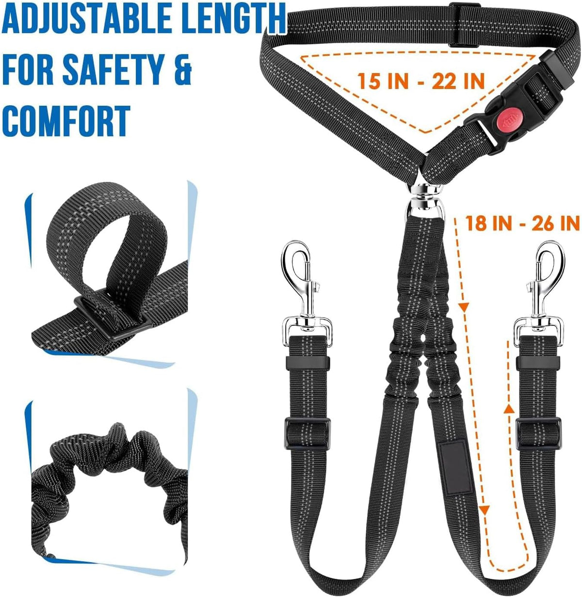 Dog Seat Belt for Car, Dual Pet Vehicle Headrest Restraint