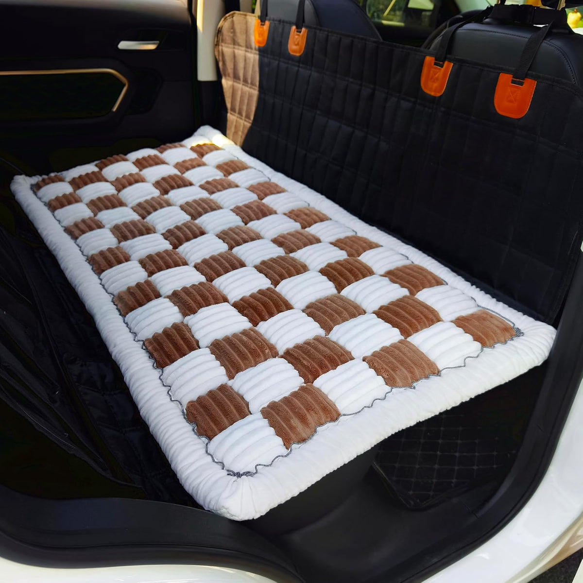Backseat Pet Bed Mat, Truck Plaid Dog Bed for Car Back