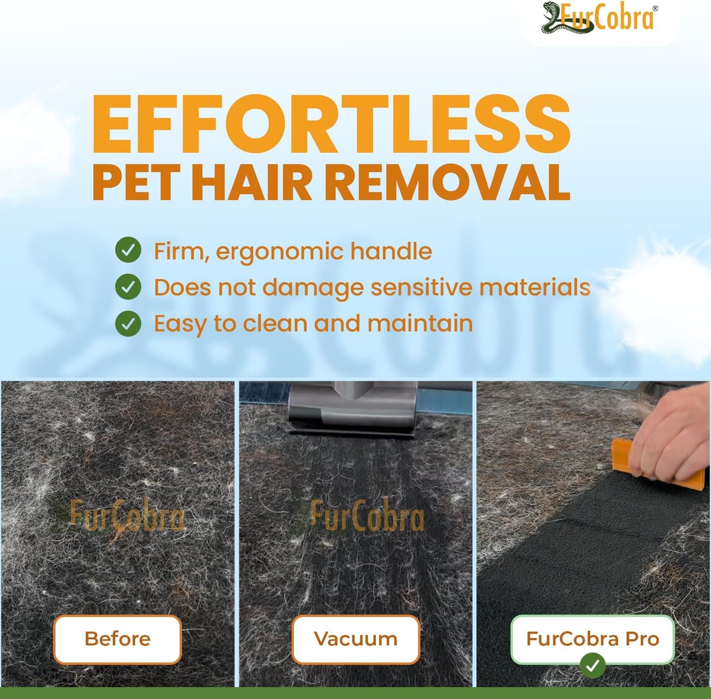 Pro Pet Hair Remover 4.3” – Dog & Cat Hair Remover for Car