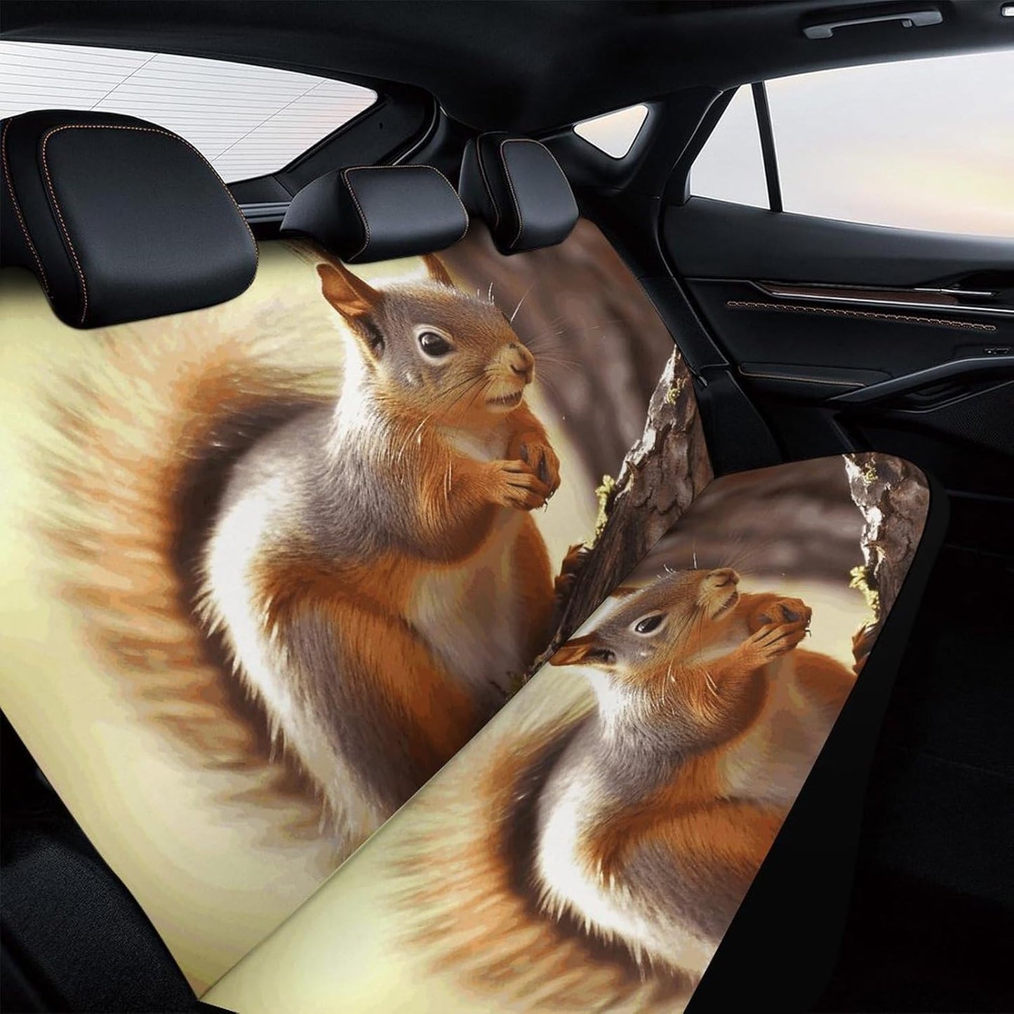 Funny Squirrel Dog Car Seat Covers Waterproof Truck Back