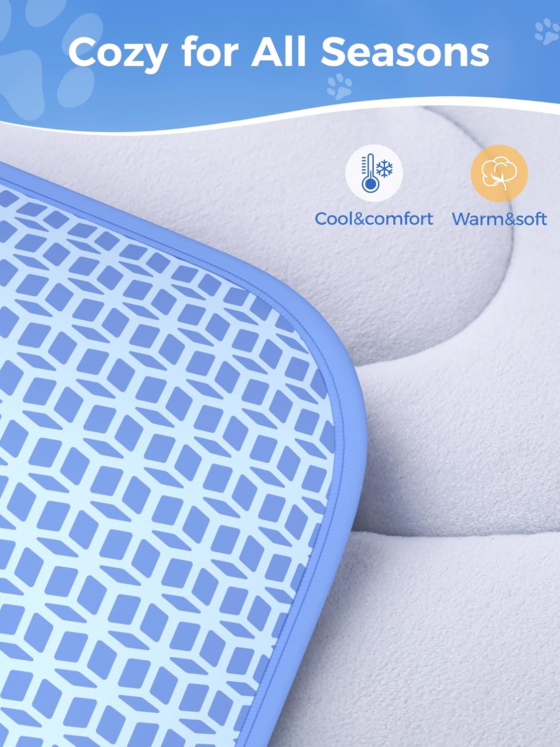 Rywell Dog Cooling Mat,24 * 18 Super Thick & Comfortable Cooling Mat for Dog with Arc-Chill 3.0 & PCM Tech(Q-Max>0.5), Endothermic Color Changing&Dual Sided for All-Year Use, Portable for Pet Bed