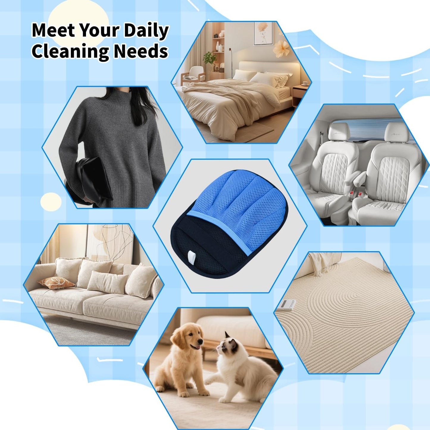 Pet Hair Removal Glove for Cats & Dogs, Reusable Magic