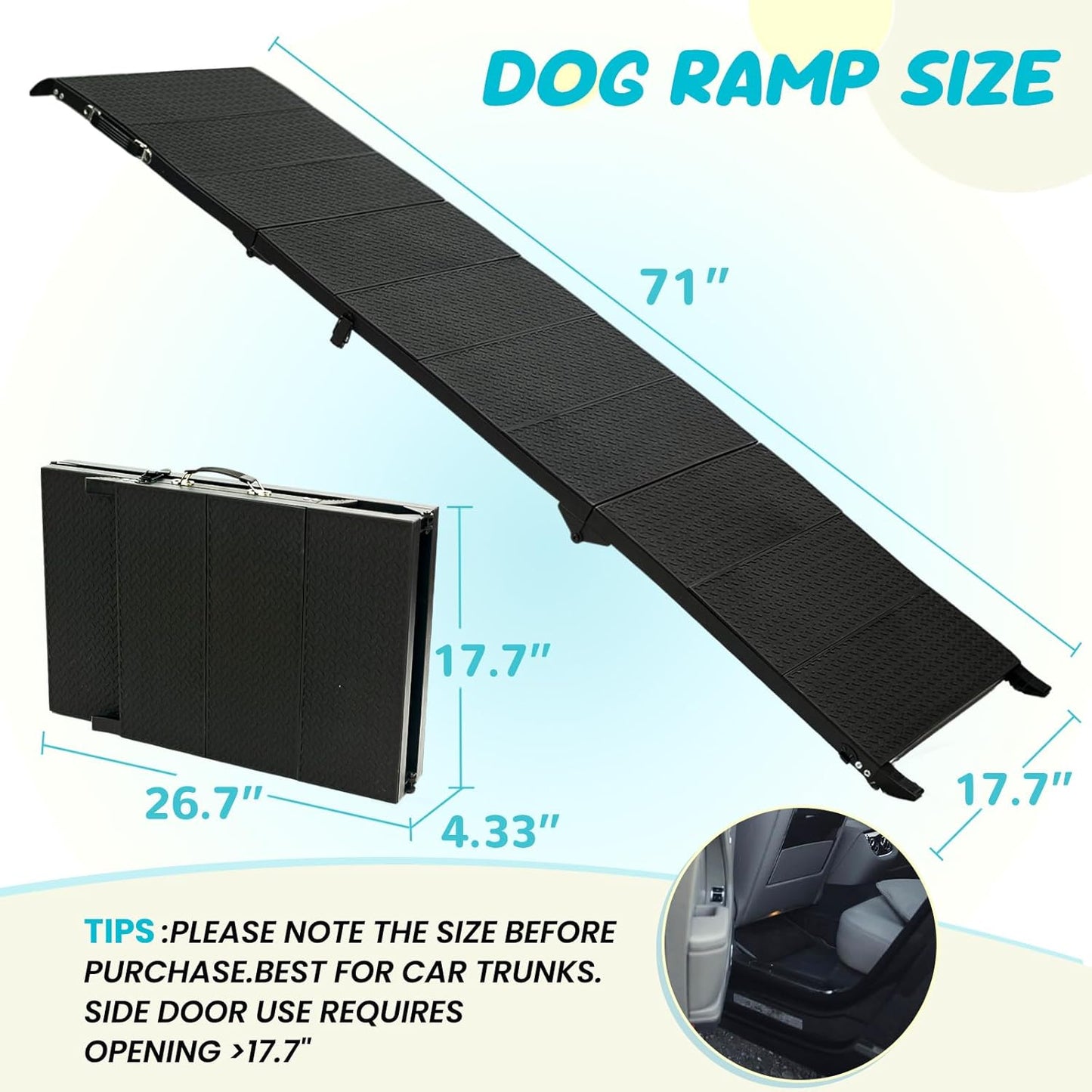 71" Long Dog Ramp for Car, Folding Pet Ramps for Large Dogs