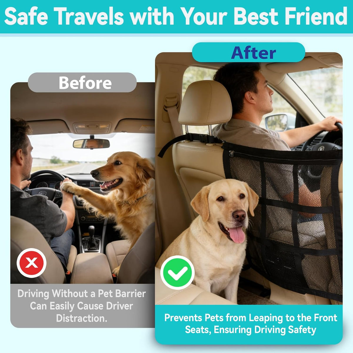 Dog Car Barrier 2026 Upgrade, Double Layer Mesh with