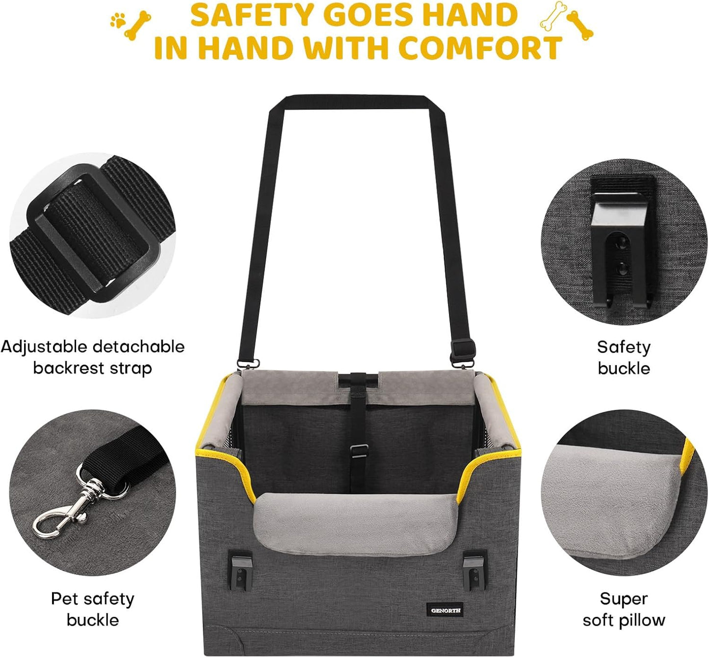 Dog Car Seat for Small Dogs,Detachable Pet Car Seat Under