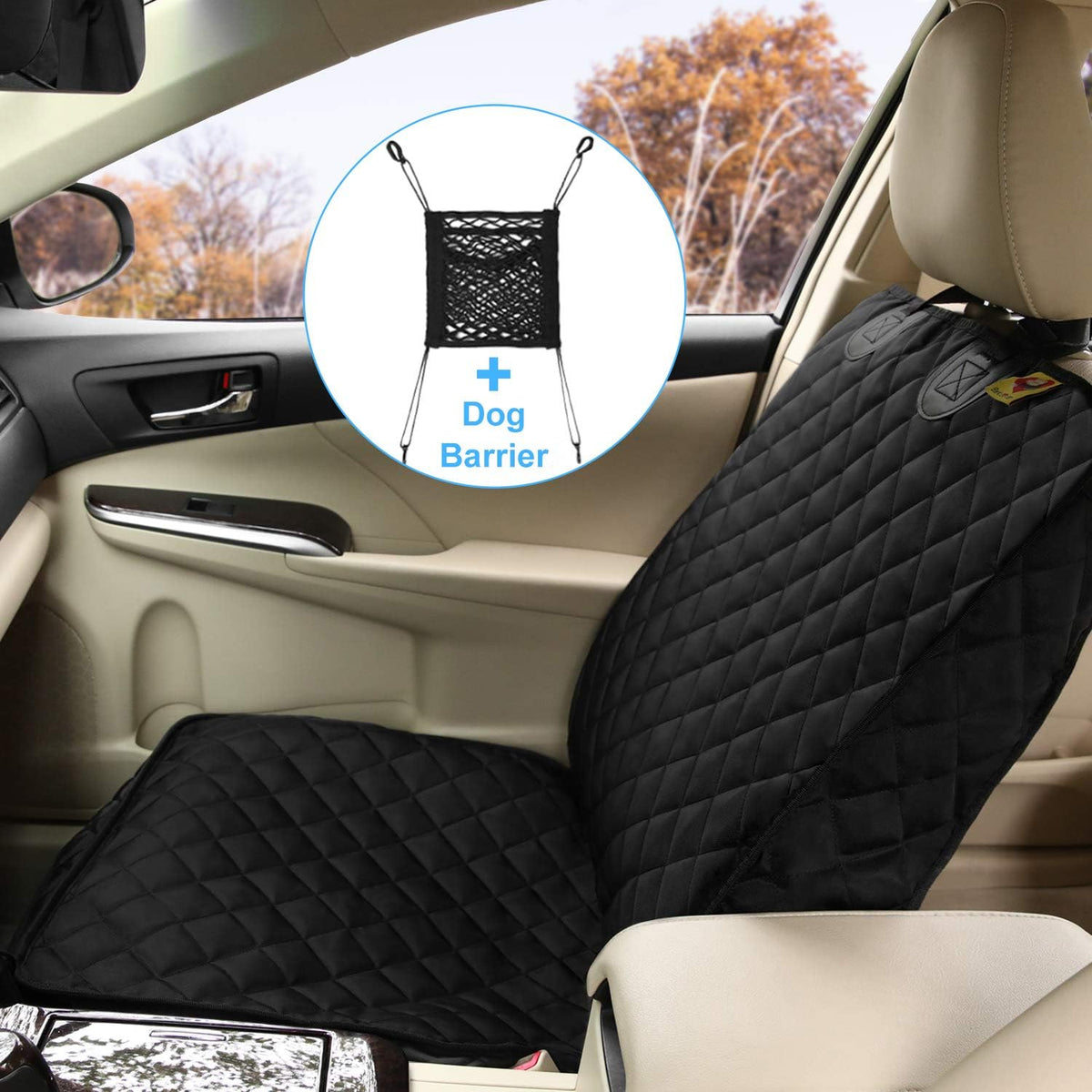 Bark Lover Deluxe Dog Seat Cover for Front Seat-More Durable Waterproof Front Seat Protector, High Heat Resistant and Nonslip Front Seat Cover for Dogs Kids, Universal Size (Black MAT)
