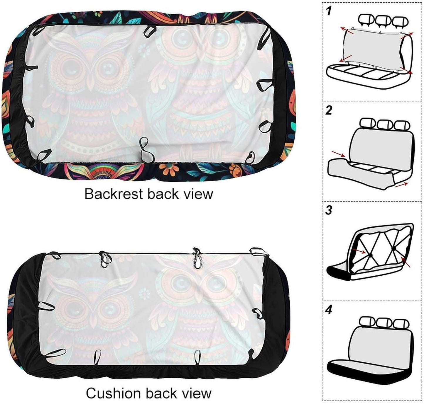Colorful Owl Pictures Dog Car Seat Covers Waterproof Truck