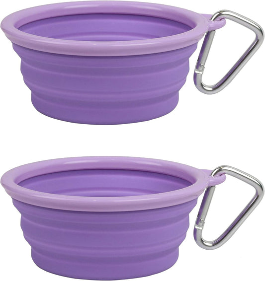 Collapsible Silicone Water Travel Bowl with Clip for Dog