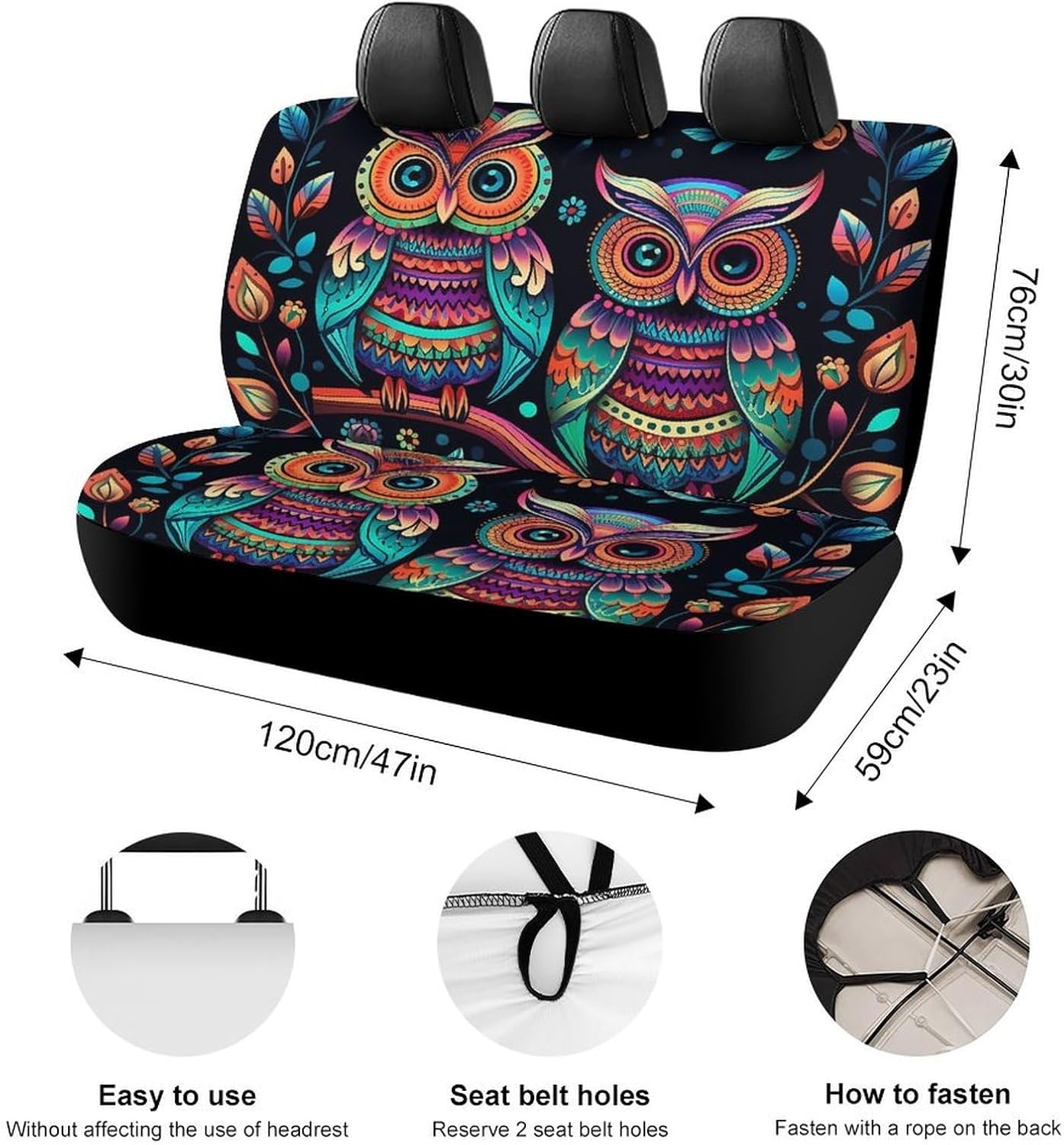 Colorful Owl Pictures Dog Car Seat Covers Waterproof Truck