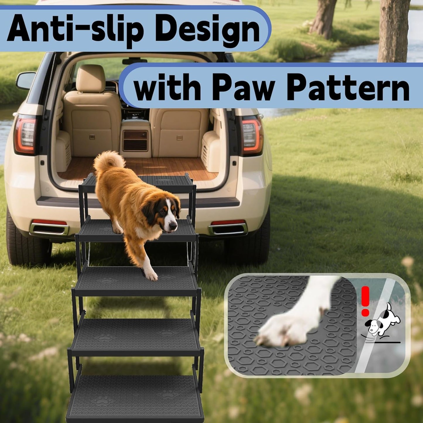 Dog Stairs for Car, Dog Steps for Car with Upgraded