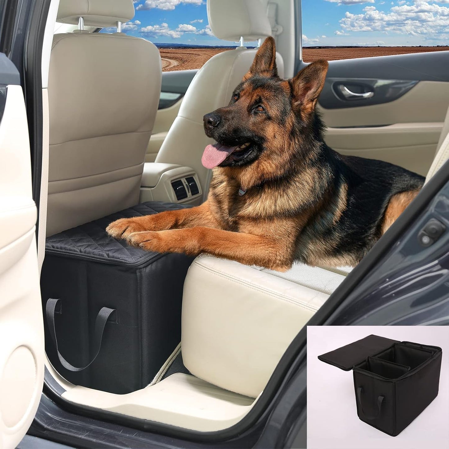 Dog Car Seat Extender with Storage, Front & Back Seat