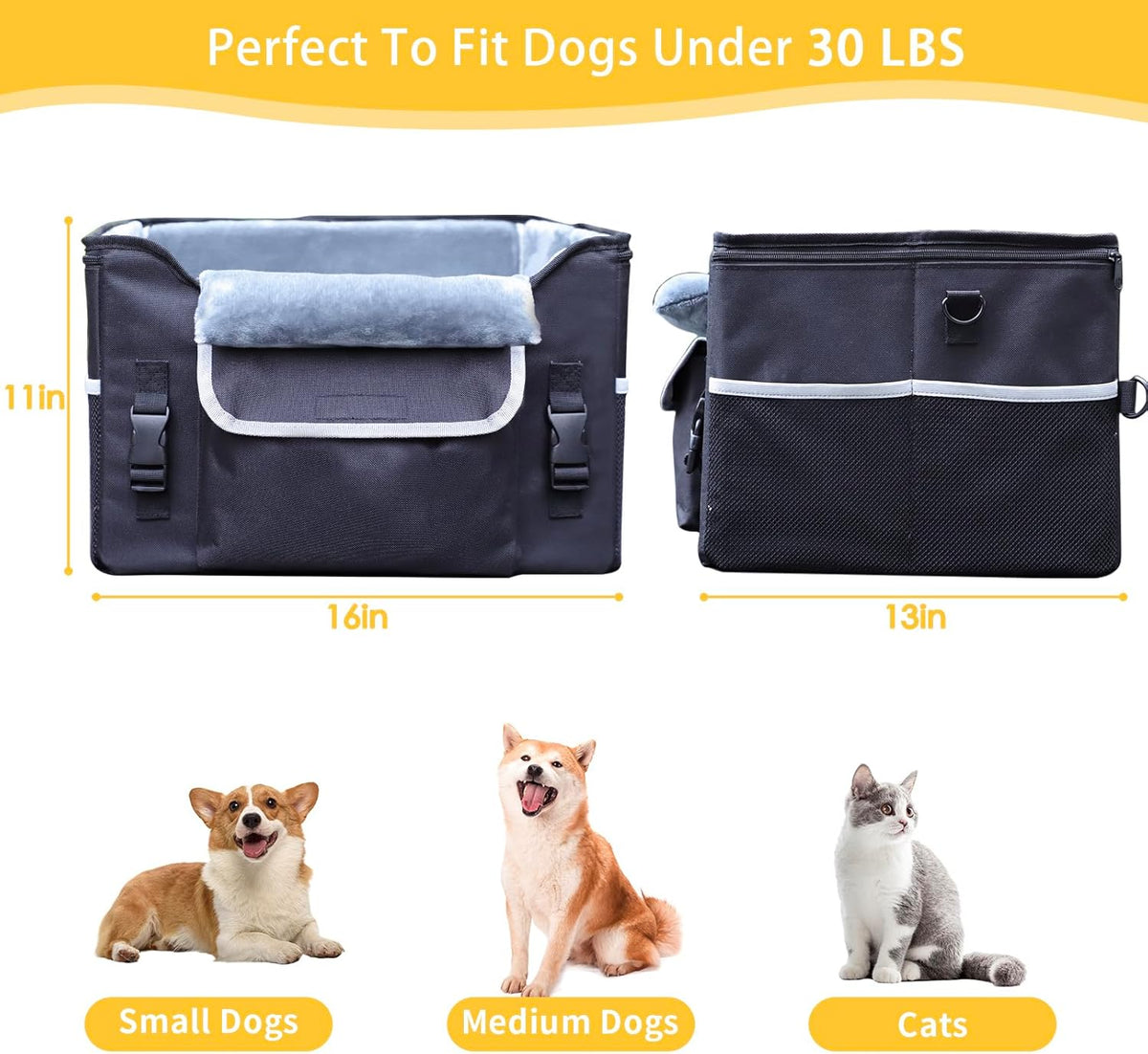 Foldable Dog Car Seat for Small Dogs,Potable Puppy Booster