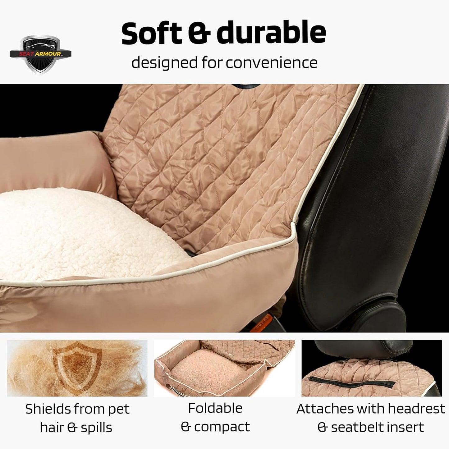 PET2GO101T Pet2Go Tan Car Pet Bed and Seat Cover, 26x20x6