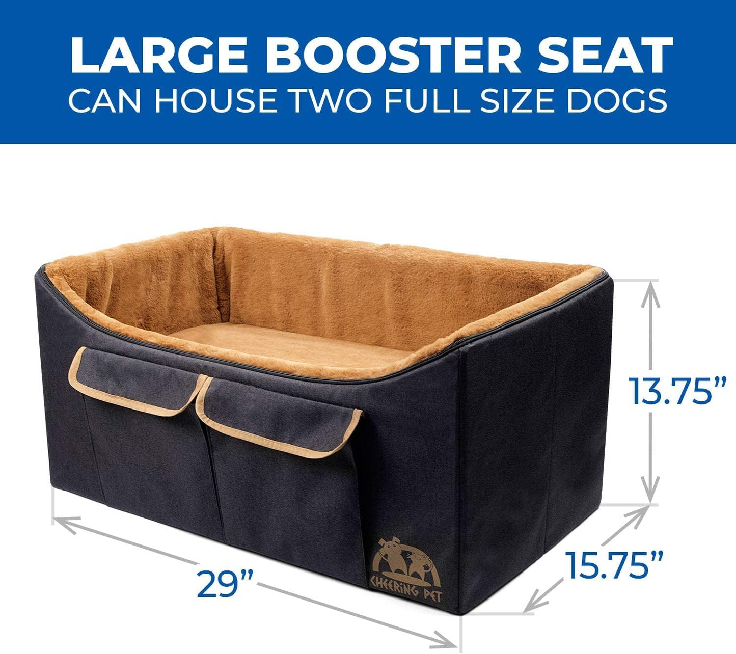 Dog Car Seat, Elevated Pet Bucket Booster Seat, Foldable