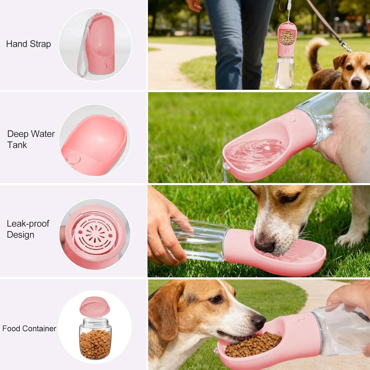 Dog Water Bottle, Portable Water Bottle with Food Container