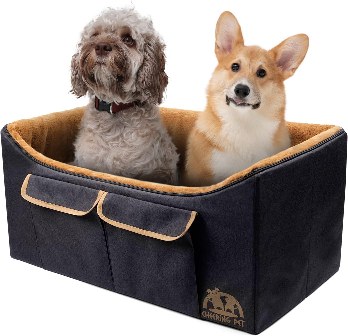 Dog Car Seat, Elevated Pet Bucket Booster Seat, Foldable
