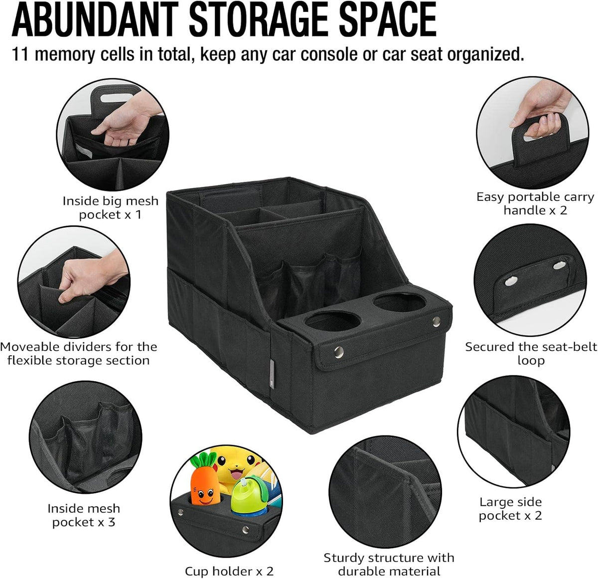 Car Seat Organizer- Backseat Car Organizer with 11 Storages