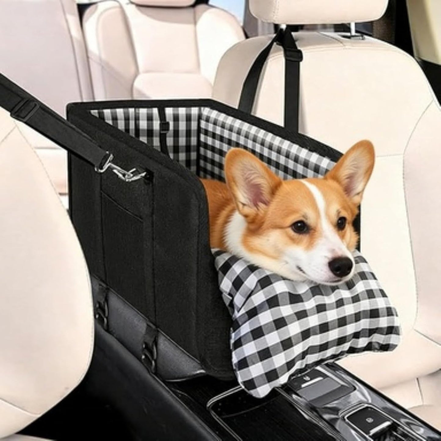 Center Console Dog Car Seat, Anti-Collapse Armrest Booster