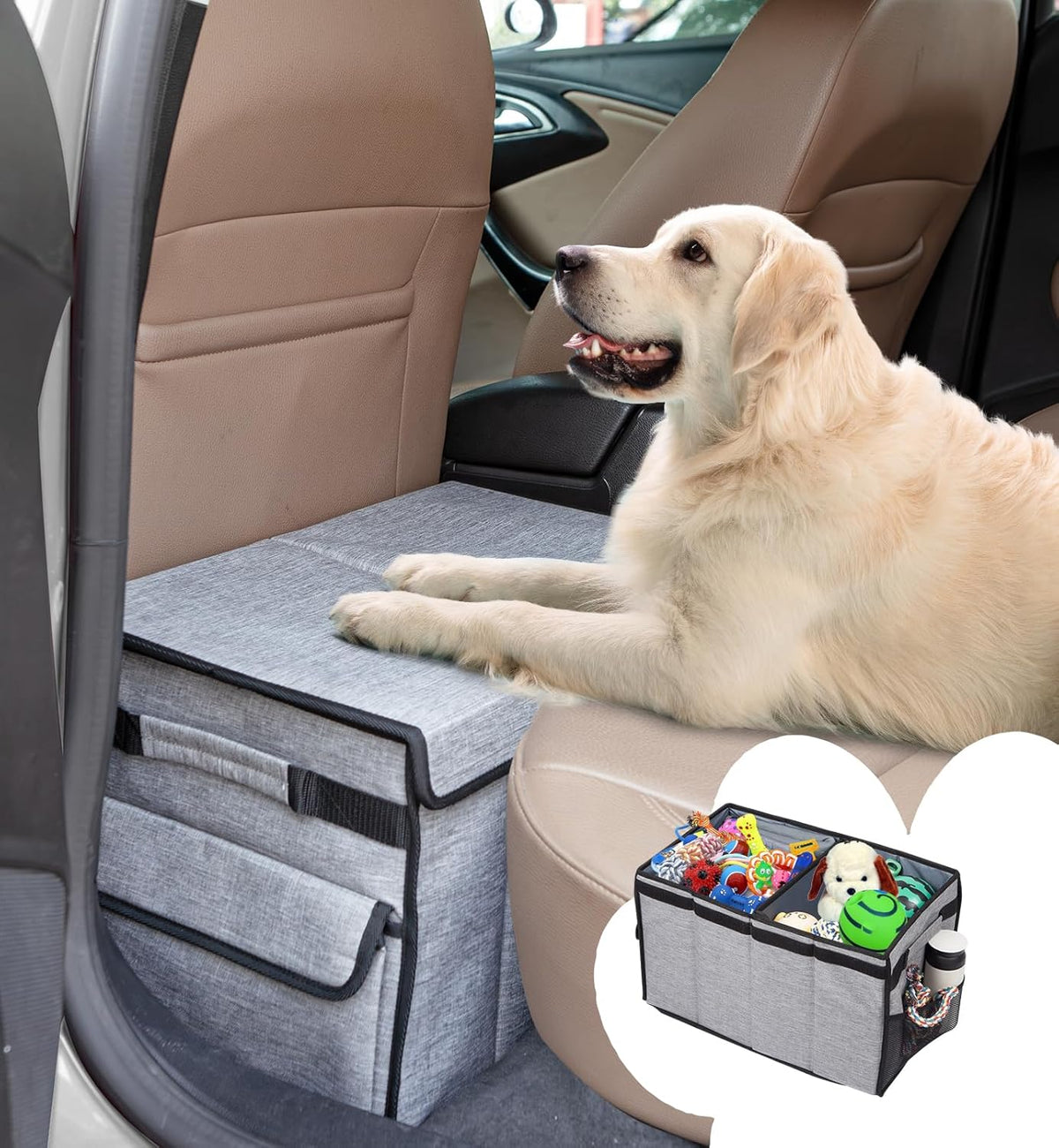 Back Seat Extender for Dogs up to 120LBS, Car Seat with