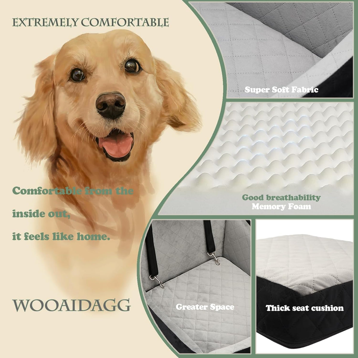 Dog Car Seat for Medium Sized Dog,Pet Travel Car Bed with
