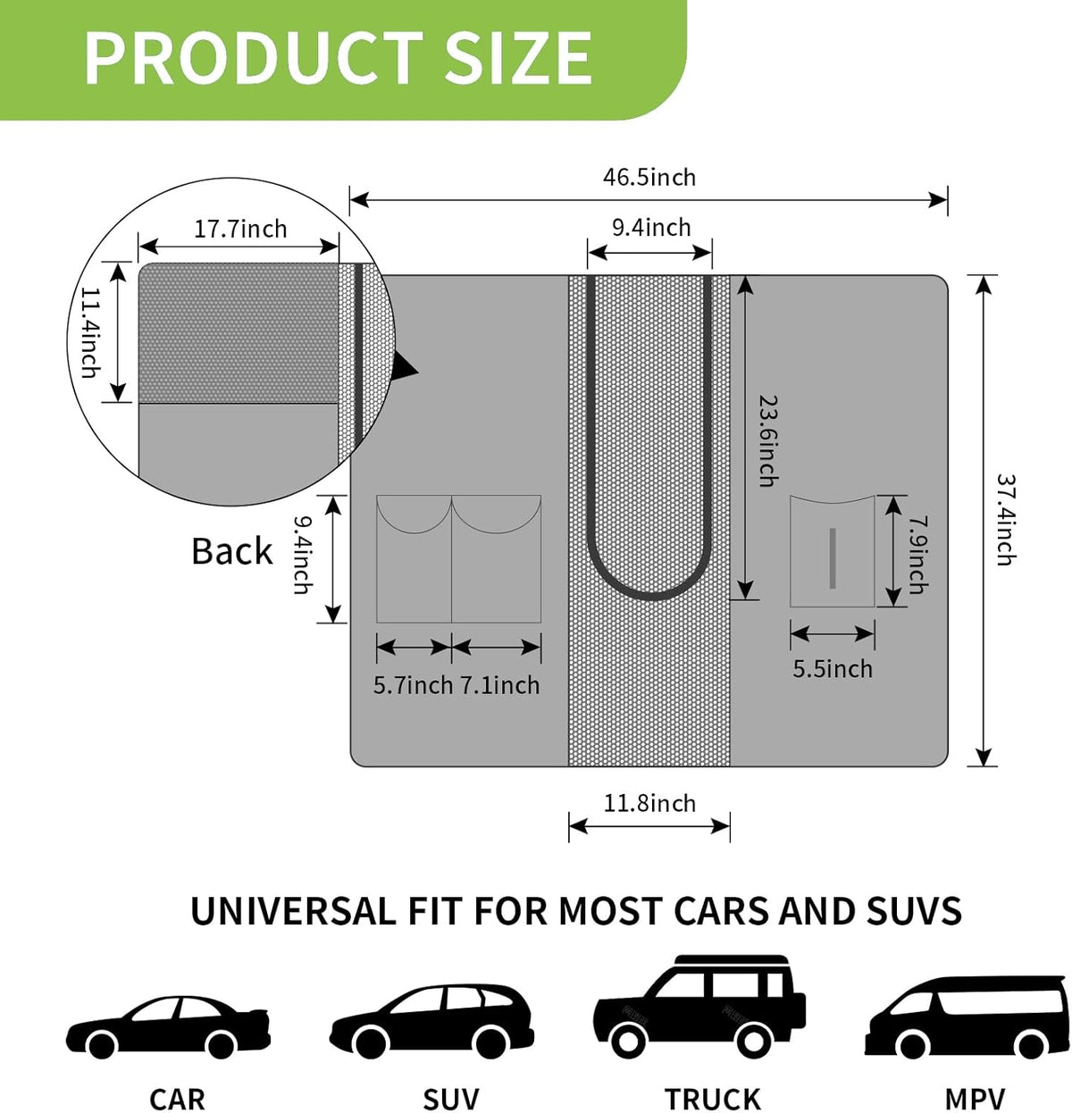 Dog Car Net Barrier for SUVs, Pet Barrier with Adjustable Rope and Storage Bag, Dog Fence Barrier for Car Front Seats, Car Divider for Driving Safely with Children & Pets