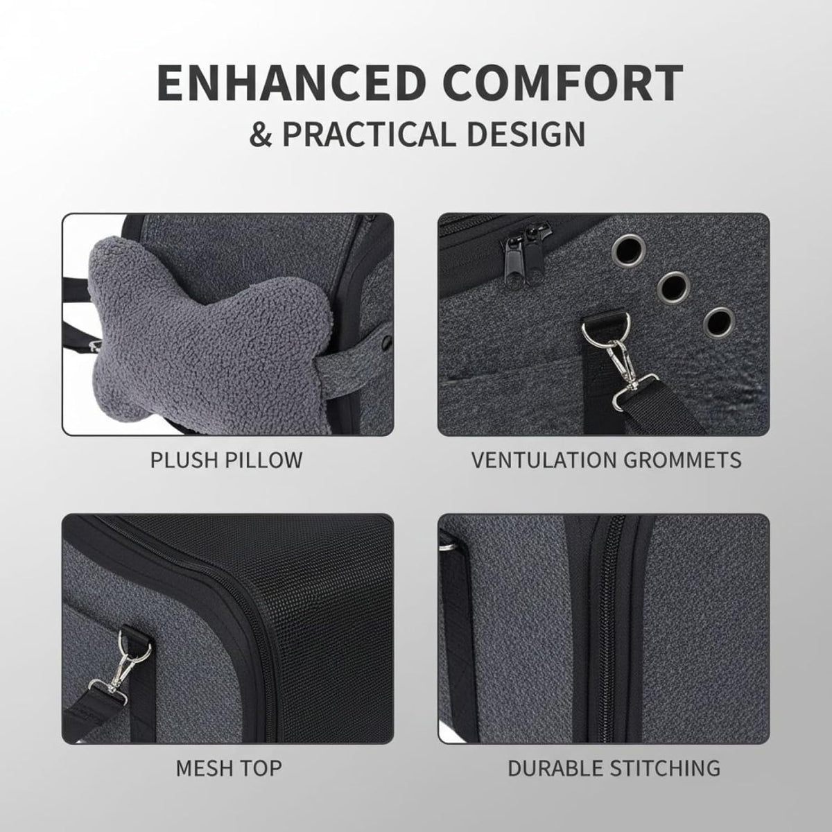 Small Dog Car Seat, 2-in-1 Center Console, Gray, 15.9 X 9.8