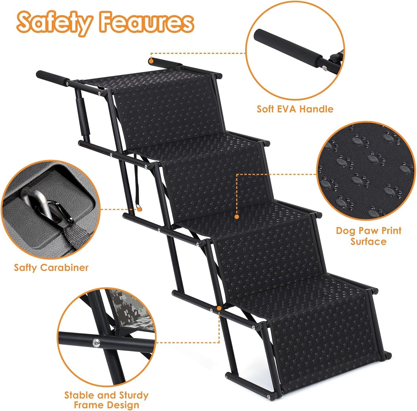Portable Folding Pet Stair for Large Dog Ramp with Non-Slip