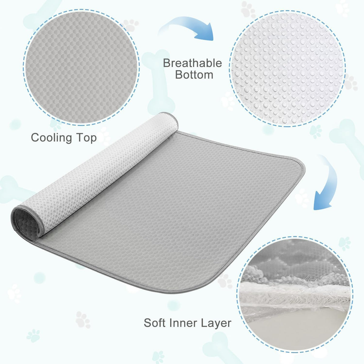 Buvlnee Summer Dog Cooling Mat Washable Ice Silk Self Cool Pad for Small Medium Large Dogs and Cats, Pet Sleeping Pad for Crate, Bed, Indoor & Outdoor Floor, Car Seats