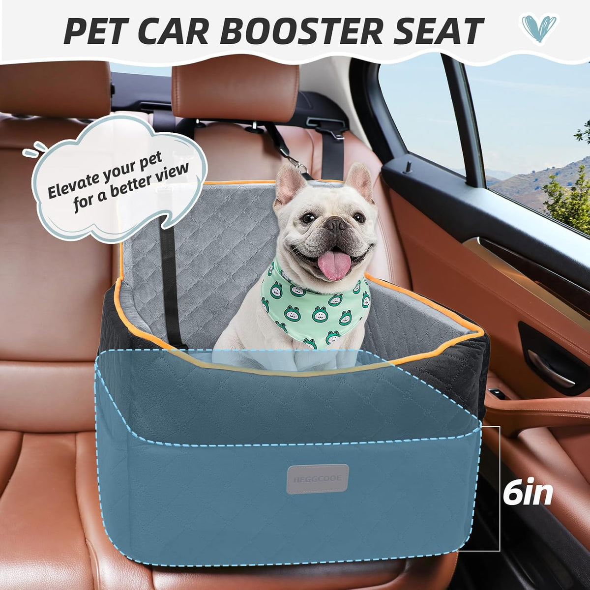 Small Dog Car Seat, Memory Foam Dog Booster Seats with