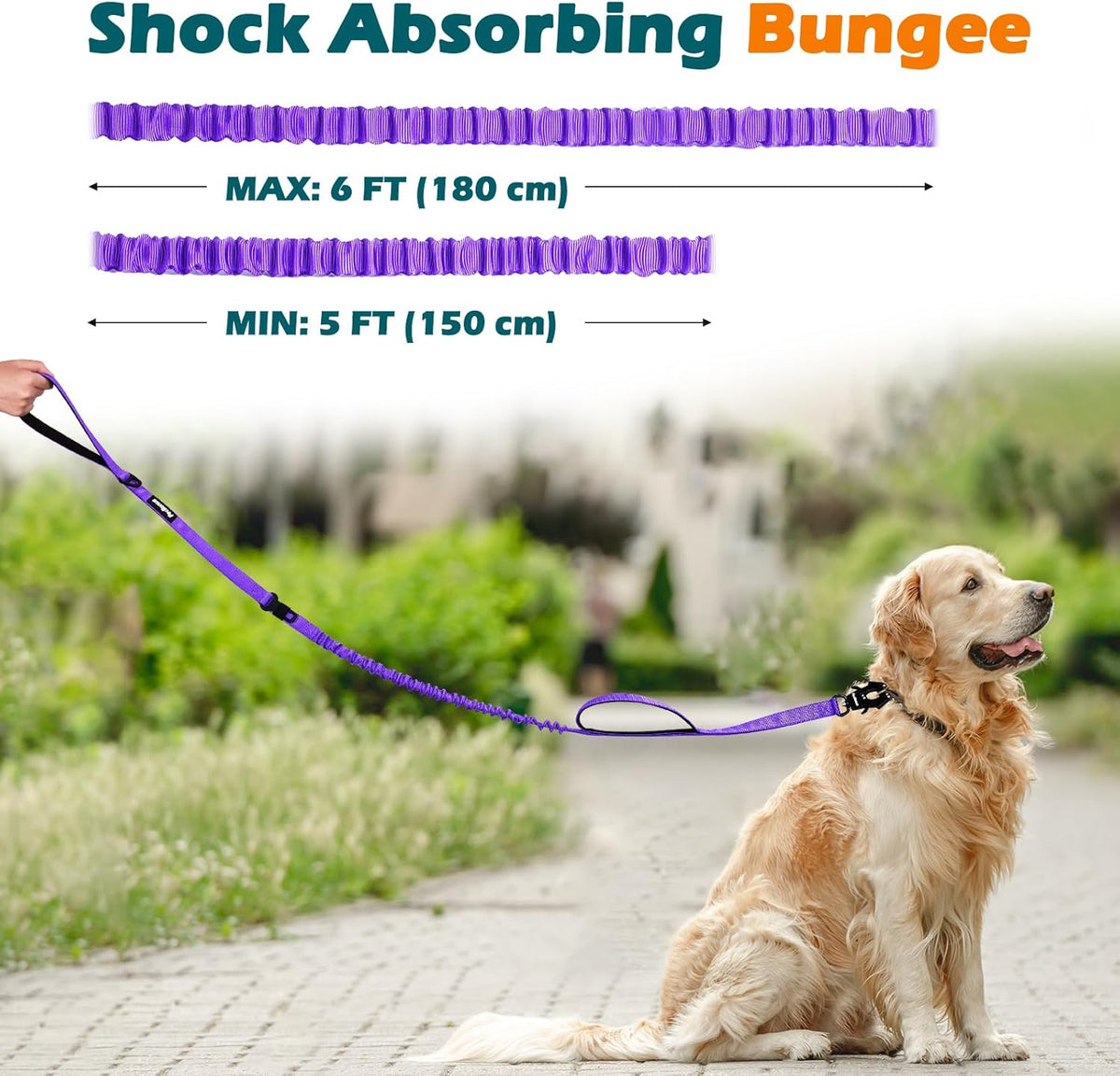 Heavy Duty Tactical Dog Leash, 5 FT Bungee Shock Absorption