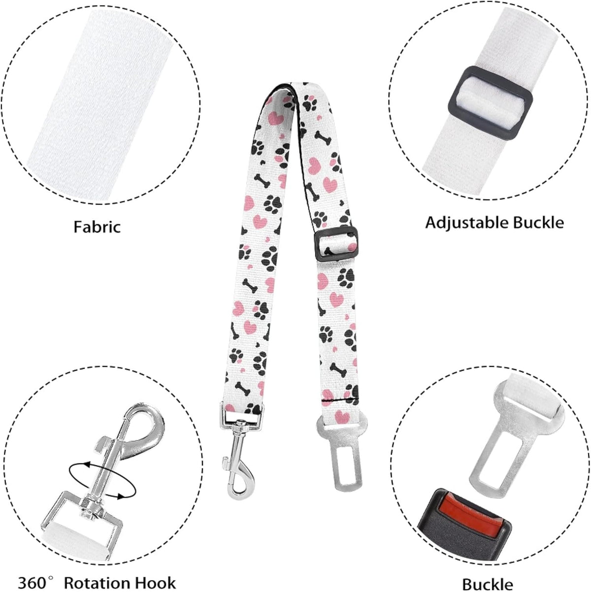 Cute Design 2-Pack Set Adjustable Pet Cat Dog Car Seat