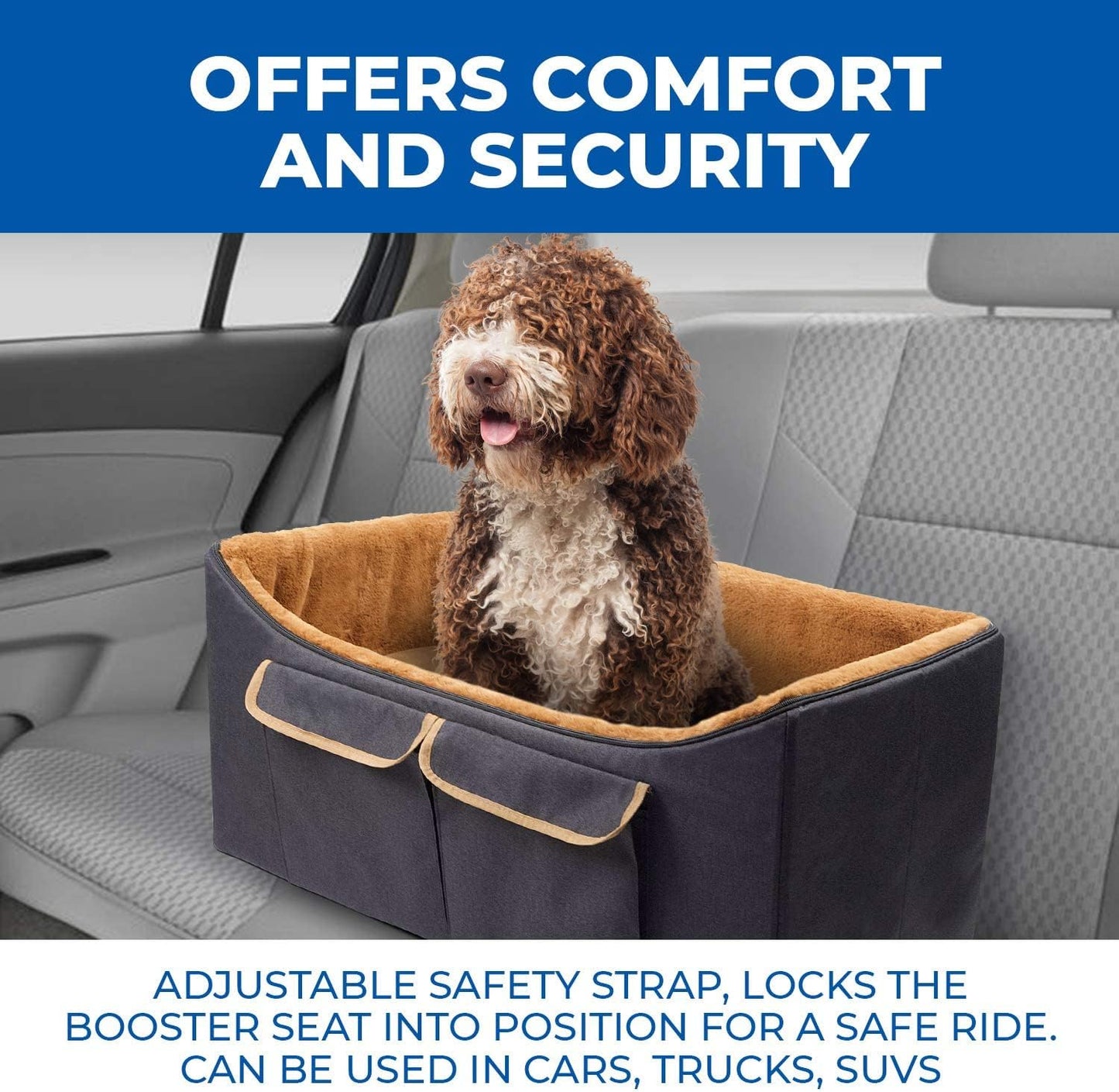 Dog Car Seat, Elevated Pet Bucket Booster Seat, Foldable