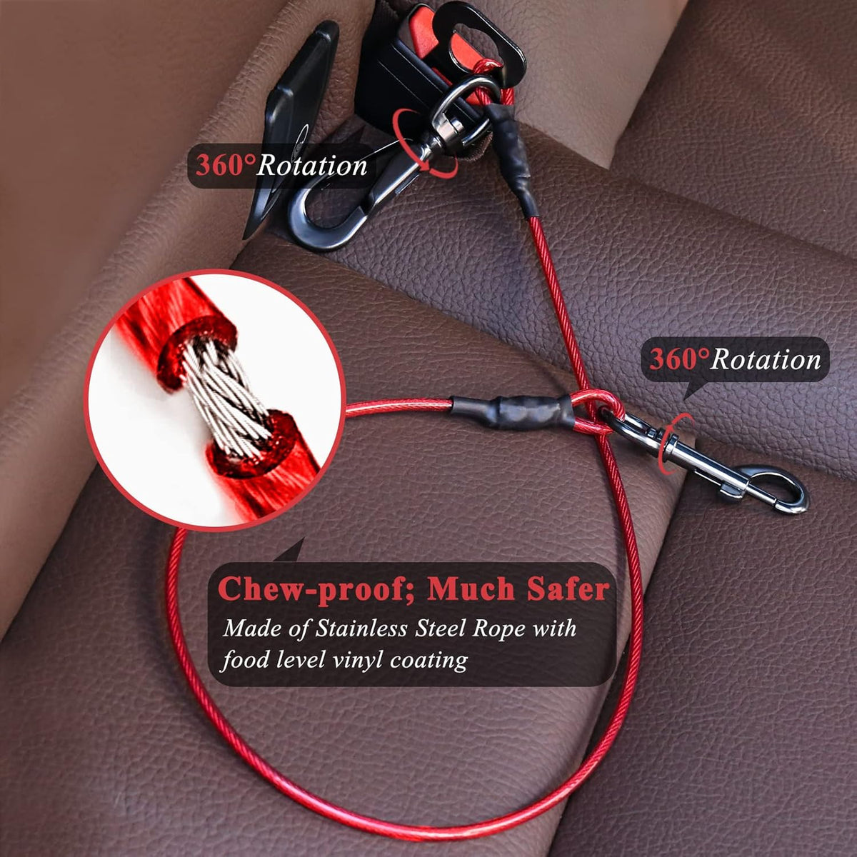 Dog Seat Belt Tuffbelt Dog Car Harness, Seatbelt with Clip