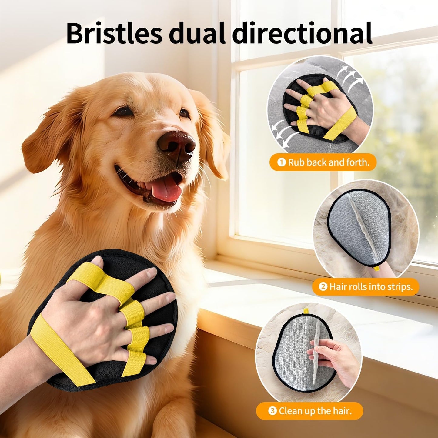2 Pack Pet Hair Removal Glove for Dogs&Cats - Electrostatic