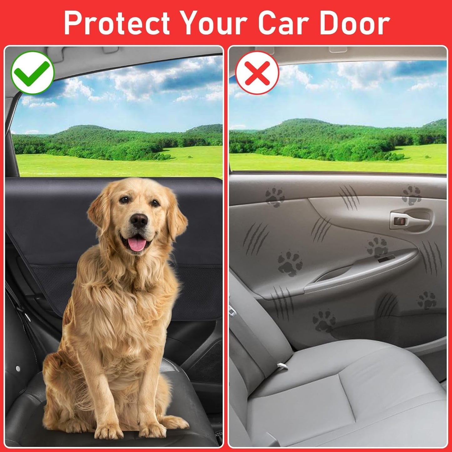 2PCS Car Door Protector for Dogs,Waterproof, Anti-Scratch