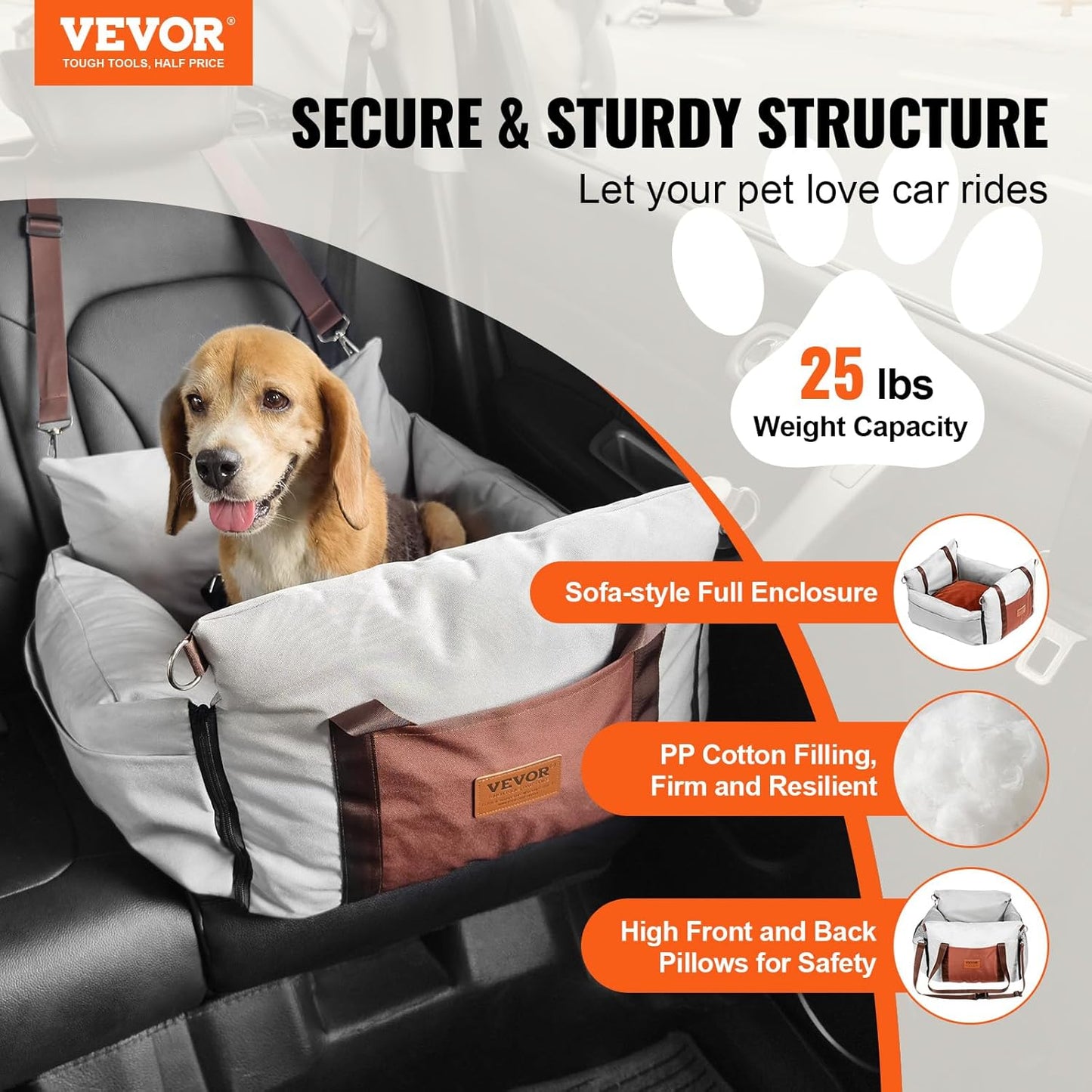 Dog Car Seat, Waterproof Dog Booster Seat for Car with Side